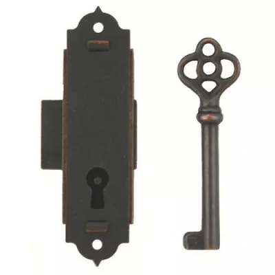 Antique Narrow Cabinet Door Or Grandfather Clock Case Lock W/Skeleton Key | L-5 • $12.99