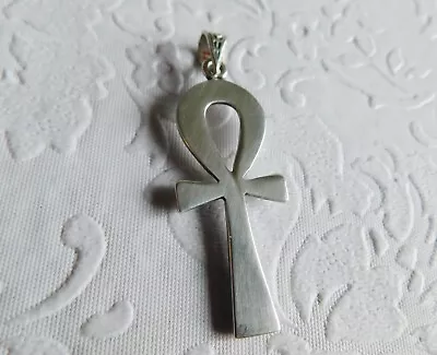 VINTAGE STERLING SILVER ANKH KEY OF LIFE PENDANT HALLMARKED ! 6.1g • $24.99