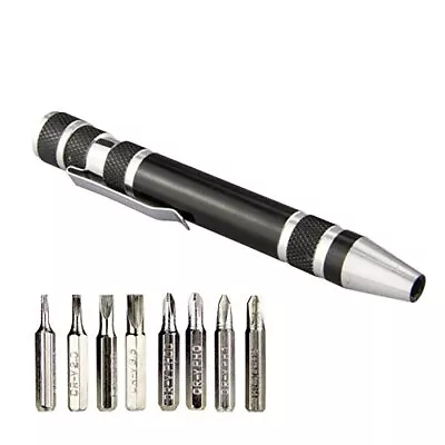 8 In 1 Mini Screwdriver Set Small Screwdrivers Pen Repair Tools Gadgets (Black) • $13.08