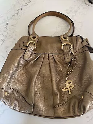 Women's B.Makowsky Beautiful Gold Leather Tote Bag Purse Hobo 13x15 • $24.99