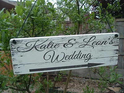 £8.79 • Buy Rustic Wedding This Way Sign Wooden Arrow Personalised Wedding Decoration Plaque