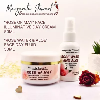 Rose Of May Rejuvenating Face Cream + Ros E& Aloe Face Fuid Made With Real Roses • £24.98