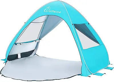 Wolfwise UPF 50+ Easy Pop Up Beach Sun Shelter Tent Portable Baby Canopy Quick I • £60.10
