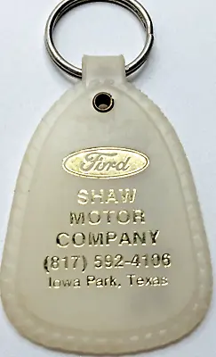 Vintage Keychain Shaw Motor Company FORD Dealership IOWA PARK TEXAS Cars K353 • $9.86