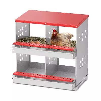 Chicken Nesting Box Hen Laying Nest Boxes 4 Hole Rollout Egg Collection Metal US • $103.40