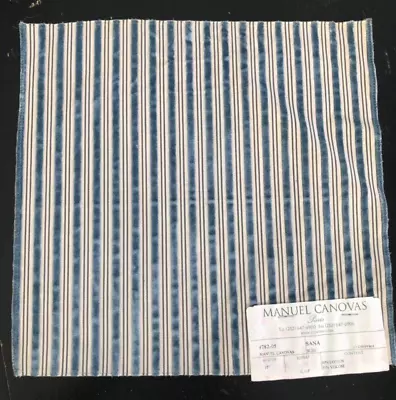 MANUEL CANOVAS Sana In Bleu 11 1/4 X 11 1/2  Velvet Striped Fabric Sample • $13.99