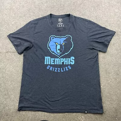 Memphis Grizzlies Shirt Mens XL Gray Blue Short Sleeve Spell Out Logo Graphic * • $12.72