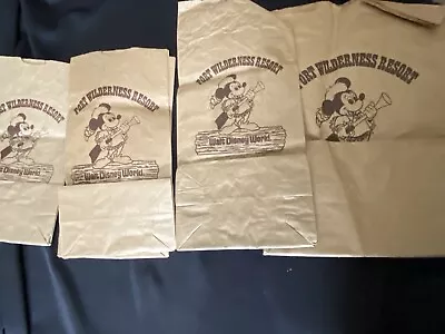 4 Vtg 1978 Fort Wilderness Resort Paper Bags 4 Sizes Disney World Mickey Mouse • $31.15