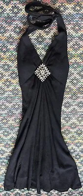 Mariposa Black Dress With Beaded Detail Estimated To Fit Size Xs/s Halter Tie  • $5