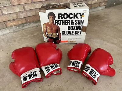 1982 Tuf-Wear Red Boxing Gloves W/ Box 80s Rocky Father & Son Set 10oz 6oz VTG • $500