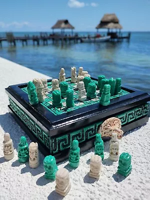 Handmade Mayan Chess Set Wooden Box - Artesana Mexicana Art - 7.5 X 7.5 Inches • $99.99