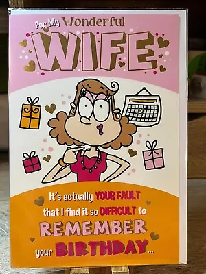 For My Wonderful Wife ~ Birthday Greeting Card  ~ 9  X 6  ~ Joke/humour • £2.55