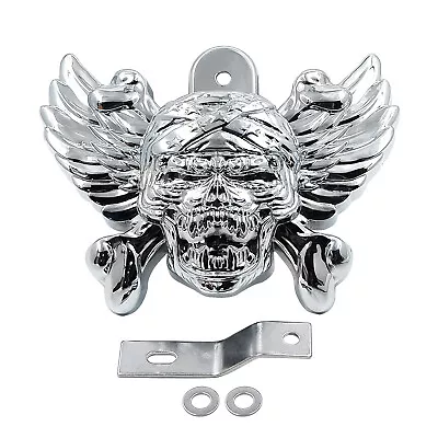 $21.59 • Buy Chrome Skull Head Horn Cover For 92-20 Harley W/ Side Mount  Cowbell  All V-Rod