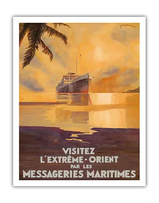 Visit Far East (Visitez L'Extreme Orient) - Vintage Ocean Liner Travel Poster • $44.98