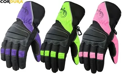 Ladies Black Motorbike Womens Ce Motorcycle / Motocross Textile & Leather Gloves • £14.99