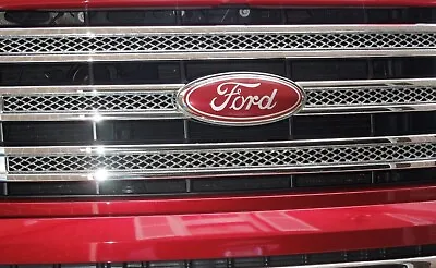 Ford Oval Emblem RUBY RED SILVER METALLIC DECAL STICKER OVERLAY Fits 2018 F150 • $19.99