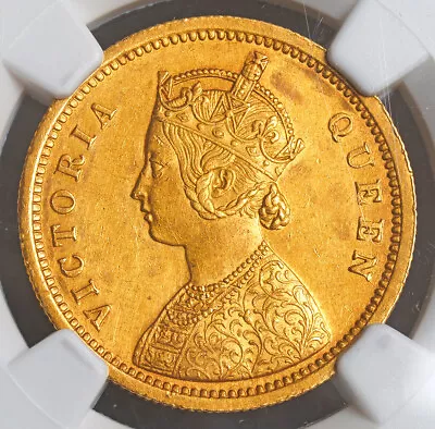 1862 India (British) Queen Victoria. Certified Gold Mohur Coin. Rare! NGC AU+ • $3898