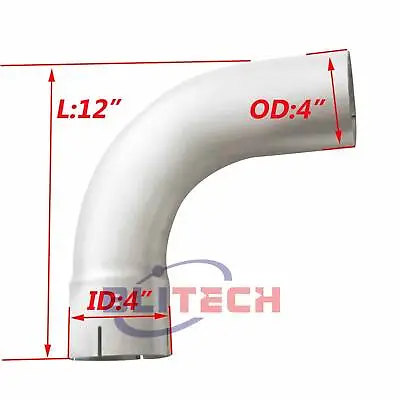 Aluminized 4 Inch Elbow 4 ID/ODx12  Inch Arms Exhaust Elbow 90 Degree Truck Pipe • $49.90