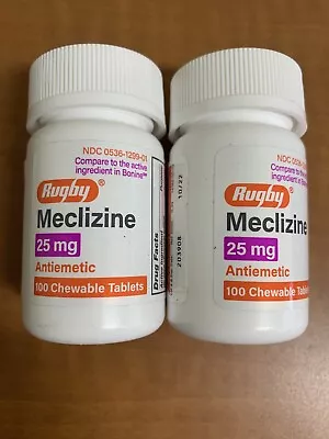 Lot Of 2 Meclizine 25mg Anti NauseaVertigoTravel Sickness 100ct Each • $13.99