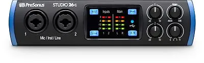 Presonus STUDIO 26C 2x4 USB-C Audio MIDI Recording Interface 2 XMAX Mic Preamps • $129.99