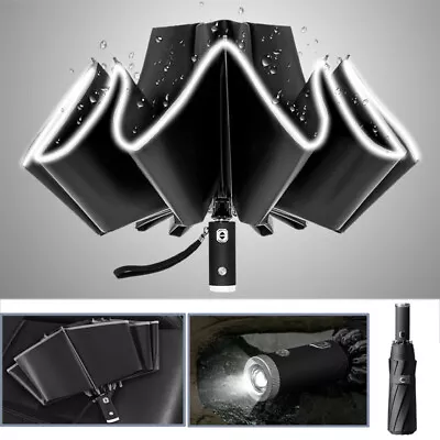 $21.99 • Buy Automatic Umbrella Open Close Compact Folding Anti Rain Windproof With Light LED