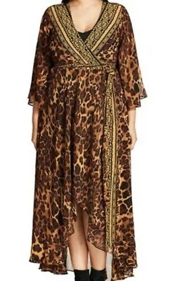 CITY CHIC Leopard Print Wrap Dress - Size L (20) - RRP$139.95 • $20