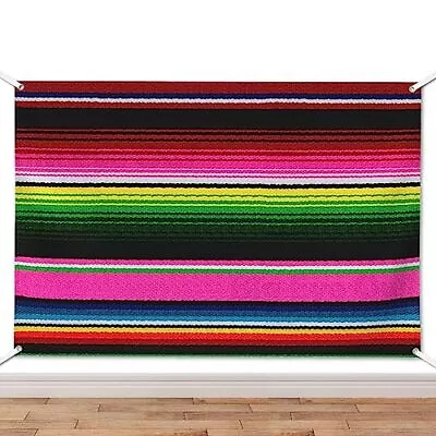 Mexican Fiesta Backdrop Party Striped Background Decorations Supplies For Cin... • $17.75