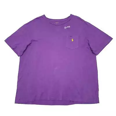 POLO RALPH LAUREN Purple T Shirt Tee Polo Pocket Short Sleeve Cotton Mens XL • £9.99