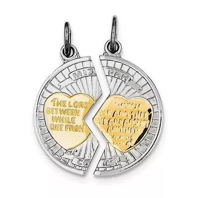 Sterling Silver Rhodium-plated & Gold-plated Polished Mizpah 2-piece Pendan QC74 • $56.99