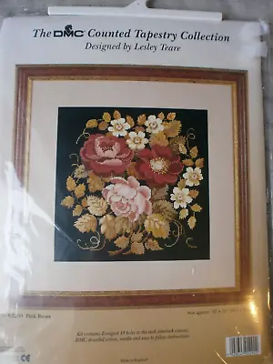 DMC Counted Tapestry Collection K1290 Pink Roses Kit Lesley Teare 12 X 12ins NEW • £9.50