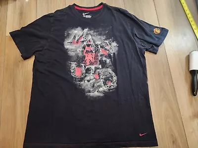 MAN UTD NIKE Vintage Tee Shirt MANCHESTER UNITED SOCCER FIFA Logo 2XL Red Black • $25