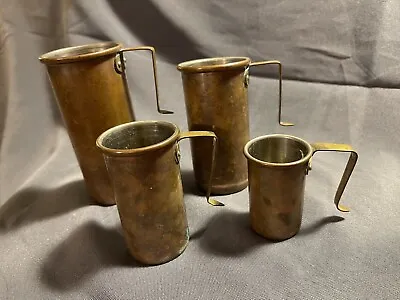 Lot Of 4 Antique Graduated Copper Kitchen Measures Primitive Measuring Cups • $49.50