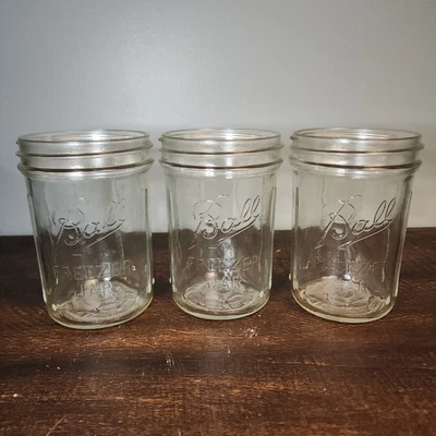 $18 • Buy 3 Vintage Ball Ribbed Freezer Jars Pint