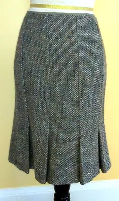 $19.90 • Buy ZARA WOMAN Peacock Blue/Olive Green/Gray Woven Wool Blend Pleated Tulip Skirt, 4
