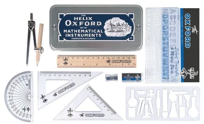£6.45 • Buy Helix Oxford Maths Set Mathematical Instruments Compass Ruler Protractor Silver