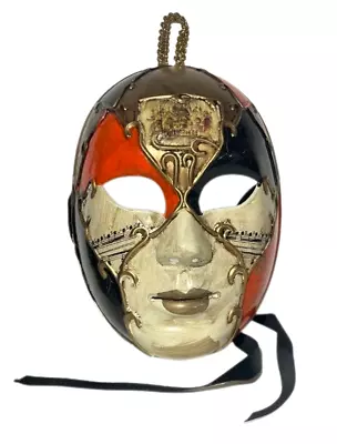 Deluxe ORANGE MIME JESTER VENETIAN MASK Clown Joker Mardi Gras Masquerade Ball • $16.89