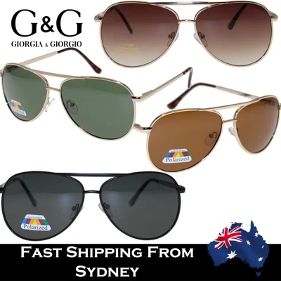 G&G Men Women Aviator Sunglasses Metal Frame Black Brown Green Spring Loaded • $29.99