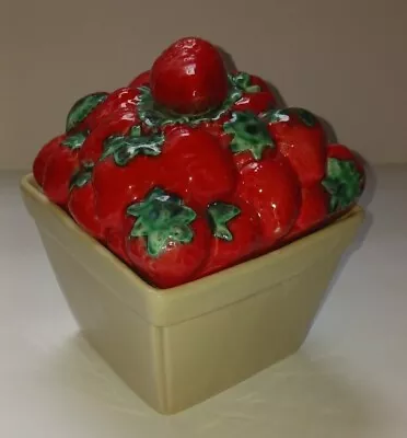 Vintage House Of Webster Strawberry Basket Cookie Jar Canister With Lid • $49.99