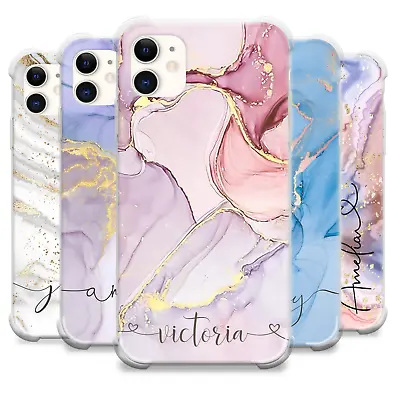 Personalised Case For IPhone 15 14 13 12 Pro Max 7 Silicone Marble Phone Cover • £6.29