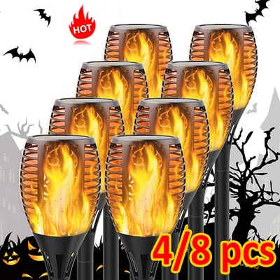 £9.88 • Buy 8× Flame Effect Solar Outdoor Lights Stake Garden Path Flickering LED Torch Lamp