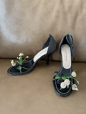 Womens Black Floral Strappy Stilettos Shoes ~Size 8 ~Missing Strap~ COLIN STUART • $19