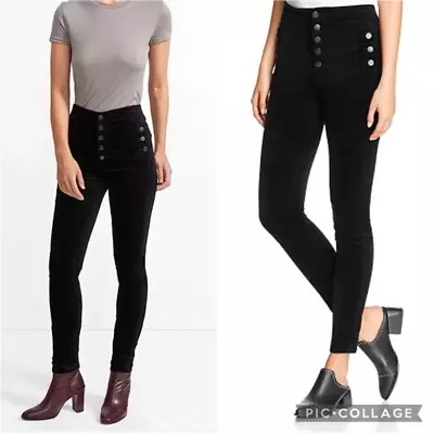 J Brand Natasha Velvet High-Waisted Skinny Jeans In Black • $75