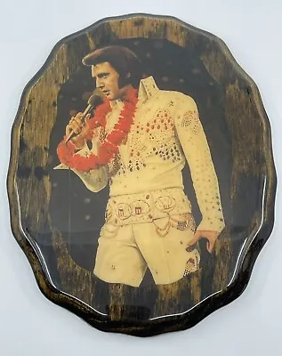 Vtg Elvis Presley Lacquered Picture Wall Plaque Aloha Hawaii 12” X 9” • $38.69