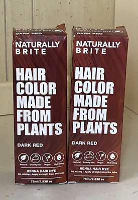 2 NATURALLY BRITE Hair Color Made From Plants  Dark Red Henna Hair Dye • $13.95