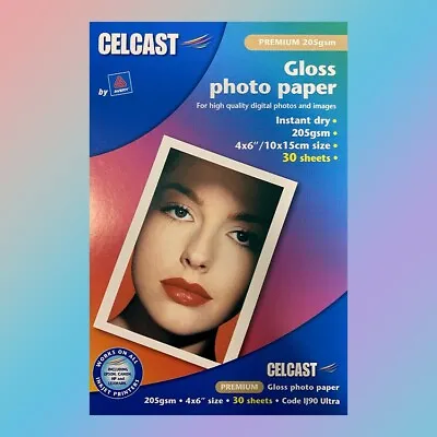 $4 • Buy Celcast Avery Glossy Photo Paper 6” X 4” 30 Sheets 205gsm For Inkjet Printers