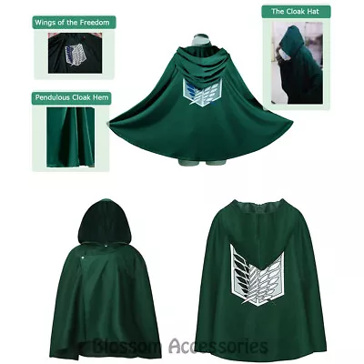 K132 Attack On Titan Shingeki No Kyojin Scouting Legion Costume Green Cape Cloak • $12.84