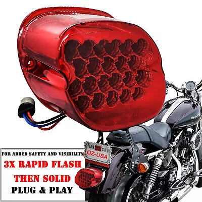 Motorcycle Tail Brake Light Lamp Fit For Harley Dyan Sportster RED Flash Strobe • $32.39