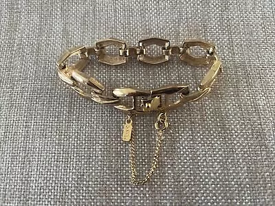 VINTAGE MONET GOLD TONE OPEN LINK TEXTURED BRACELET W/SAFETY CHAIN • $19.99