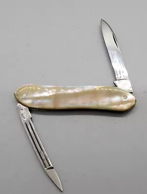 Vintage Cattaraugus 2-Blade MOP Handle Dolphin Pattern Pocket Knife • $19.99