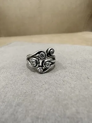 $79 • Buy Pandora Silver Ring With CZ  Leaf Ring Size 50